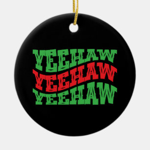 Yeehaw Christmas Cowgirl Western Cowboy Country Ceramic Tree Decoration