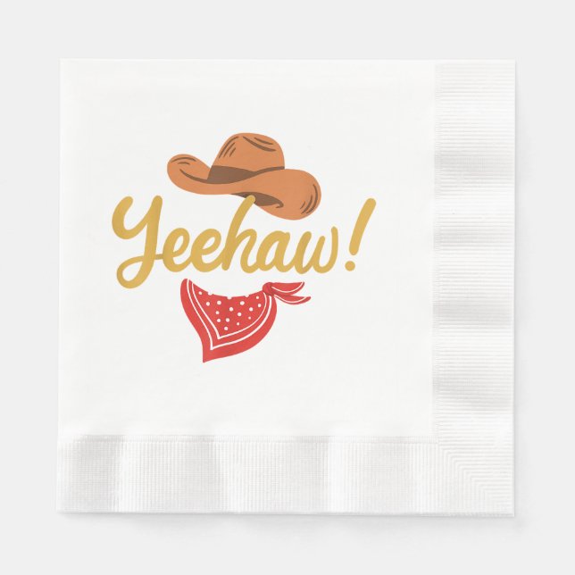 Yeehaw Cowboy Cowgirl Western Country Rodeo Napkin (Front)