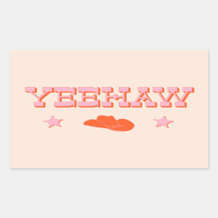 Yeehaw + cowboy or cowgirl hat rectangular sticker