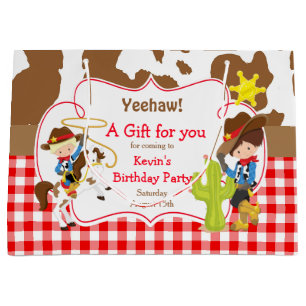 Yeehaw Cowboy Western Birthday Large Gift Bag