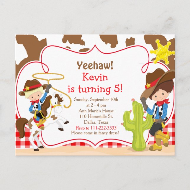 Yeehaw Cowboy Western Birthday Party Postcard (Front)