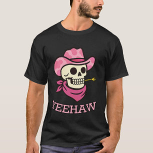 Yeehaw Cowgirl Skeleton Tee Pink Cow Print Hat Cou