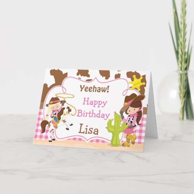 Yeehaw Cowgirl Western Birthday Party Card (Front)
