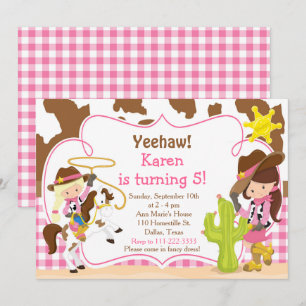 Yeehaw Cowgirl Western Birthday Party Invitation