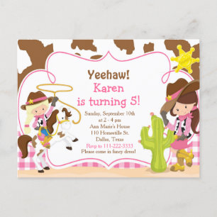 Yeehaw Cowgirl Western Birthday Party Postcard