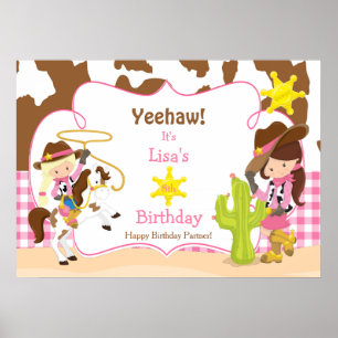 Yeehaw Cowgirl Western Birthday Poster girl