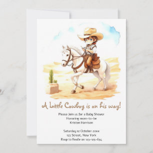 Yeehaw Fiesta! Watercolor Cowboy Baby Shower Invitation