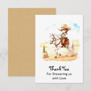 Yeehaw Fiesta! Watercolor Cowboy Baby Shower Thank You Card