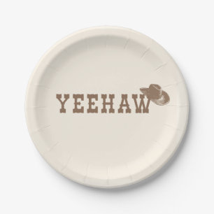Yeehaw Hat My First Rodeo Birthday Neutral Party Paper Plate