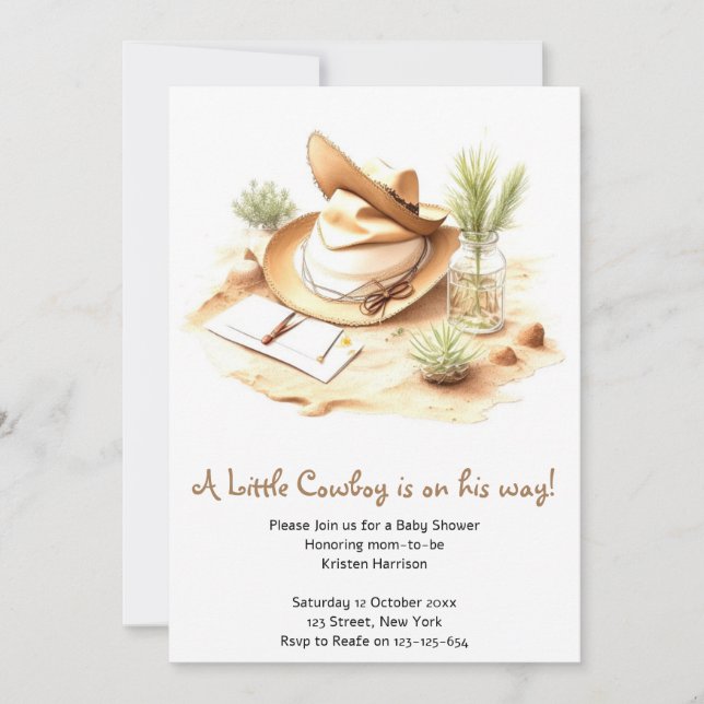 Yeehaw Jubilations: Wild West Cowboy Baby Shower Invitation (Front)