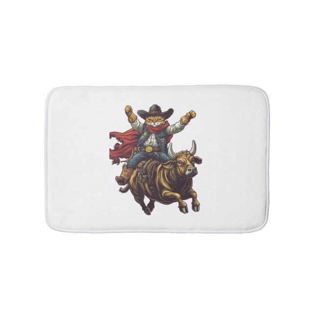 Yeehaw Kitty – Wild West Cat Cowboy Rodeo Bath Mat (Front)