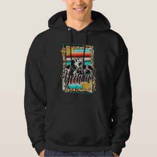 YEEHAW  Leopard Cow Pattern Print Serape Rodeo 1 Hoodie