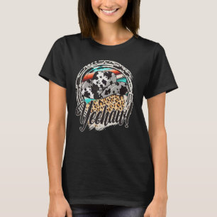 YEEHAW Leopard Cow Pattern Print Serape Rodeo T-Shirt