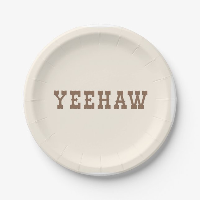 Yeehaw My First Rodeo Birthday Party Plate Neutral (Front)