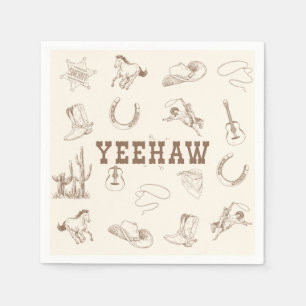 Yeehaw My First Rodeo Birthday Party Plate Neutral Napkin