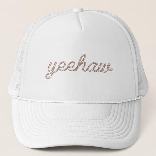 Yeehaw Rope My First Rodeo Birthday Party Trucker Hat (Front)