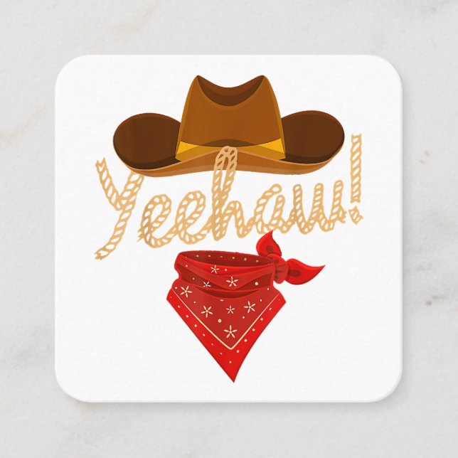 Yeehaw Western Country Howdy Southern Cowboy Yee H Square Business Card (Front)