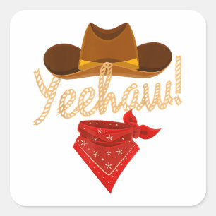 Yeehaw Western Country Howdy Southern Cowboy Yee H Square Sticker
