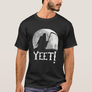 Yeet Funny Cartoon Grim Reaper Scythe Halloween Sp T-Shirt