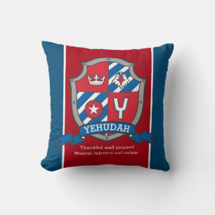 Yehudah letter Y name meaning shield red blue bird Cushion