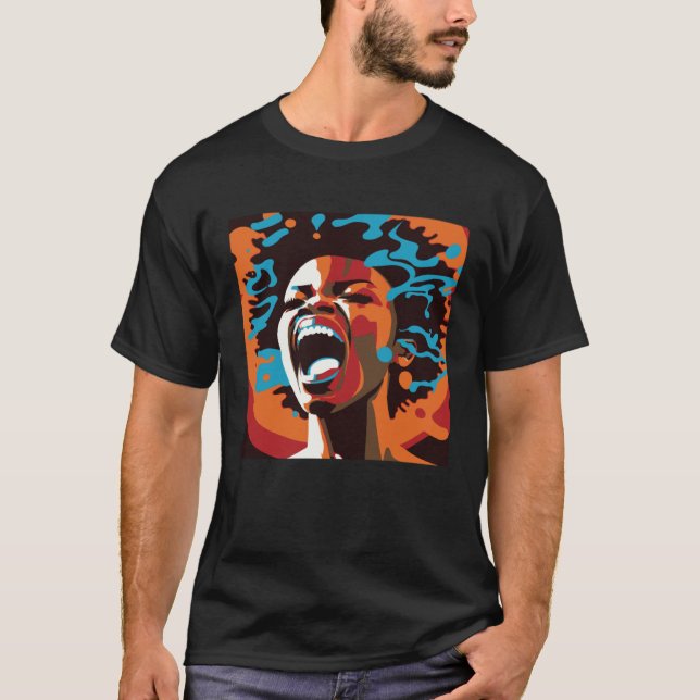 Yelling African American Woman Afro Black Pride &  T-Shirt (Front)