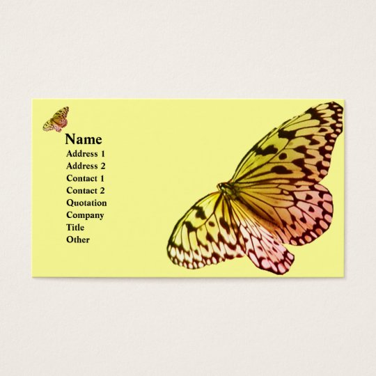 Yelllow Pink Butterfly Business Card
