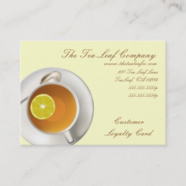 Yelllow Tea Shop Business and Punch Cards (Front)