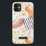 Yello and Orange Abstract Pattern Monogram iPhone 11 Case<br><div class="desc">Customisable abstract iPhone case featuring black,  yellow,  and orange mix pattern. Personalise by adding names or monogram. This contemporary phone case will be perfect as a personalised gift.</div>