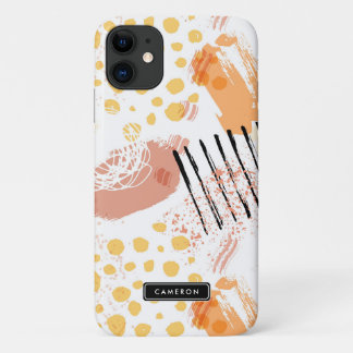 Yello and Orange Abstract Pattern Monogram iPhone 11 Case