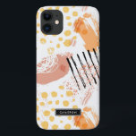 Yello and Orange Abstract Pattern Monogram iPhone 11 Case<br><div class="desc">Customisable abstract iPhone case featuring black,  yellow,  and orange mix pattern. Personalise by adding names or monogram. This contemporary phone case will be perfect as a personalised gift.</div>