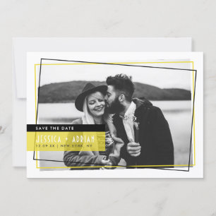 Yello & Black Abstract Frame Photo Save The Date