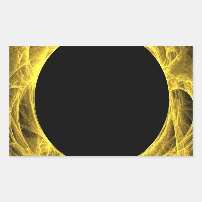 Yello & Black Fractal Background Rectangle Sticker (Front)