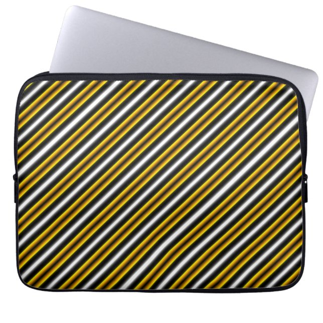 Yello Black White Rainbow Stripes Laptop Sleeve (Front)