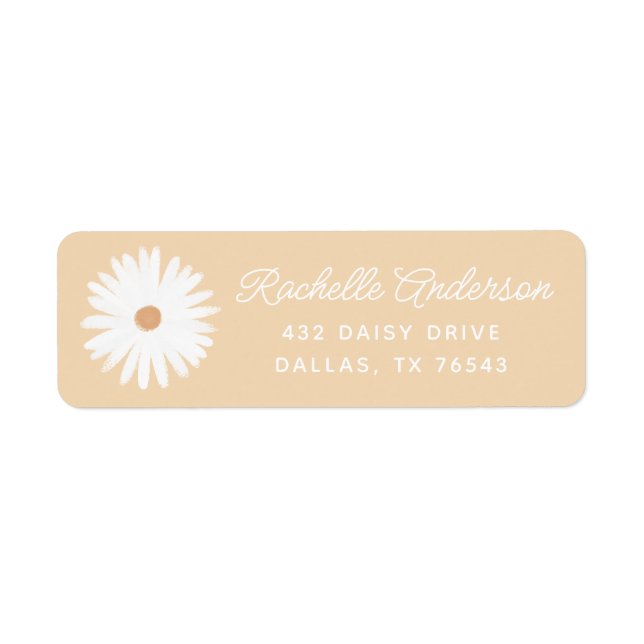 Yello Boho Daisy Floral Baby Shower Return Address (Front)
