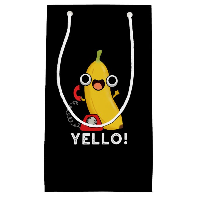 Yello Funny Fruit Yellow Banana Pun Dark BG Small Gift Bag (Front)