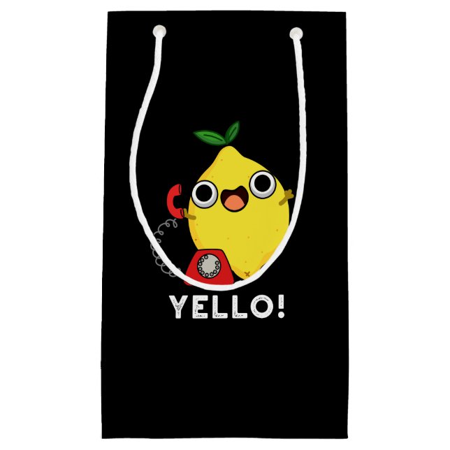 Yello Funny Yellow Lemon Pun Dark BG Small Gift Bag (Front)
