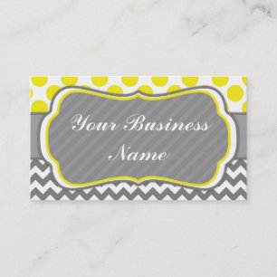 Yello, Grey, Polka Dots and Chevron Business Card