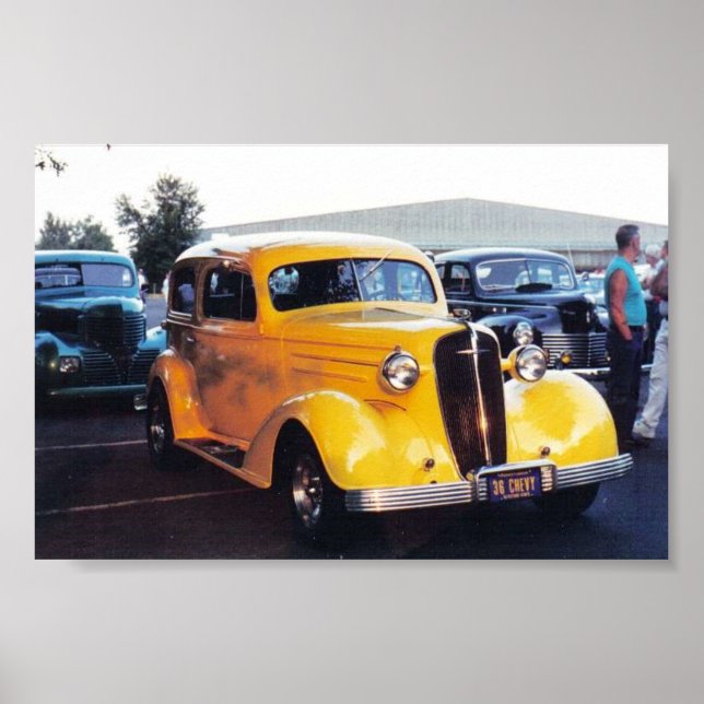 Yellow 1940s Car / Coupe Poster (Front)