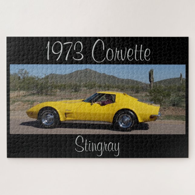 Yellow 1973 Corvette Stingray Designer Jigsaw Puzzle (Horizontal)