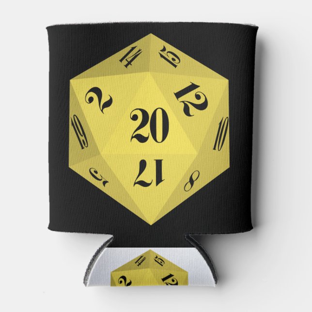 Yellow-20-Sided-Dice Can Cooler (Front)