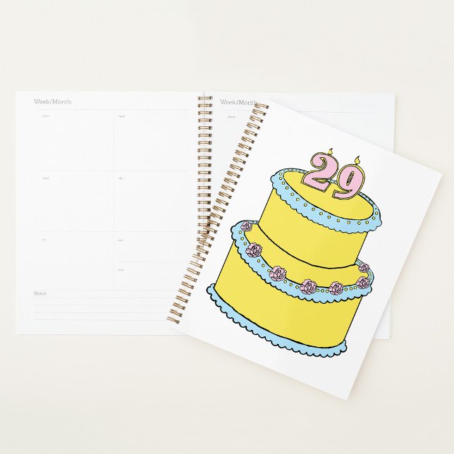 Yellow 29th Birthday Cake with Pink Roses Planner (Creator Uploaded)