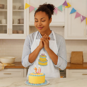 Yellow 29th Birthday Cake with Pink Roses Standard Apron