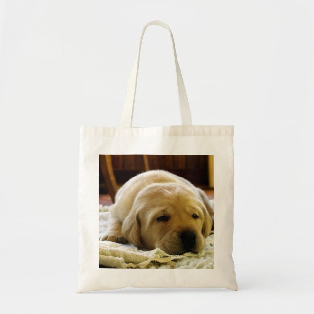 yellow 2 lab puppy tote bag (Front)