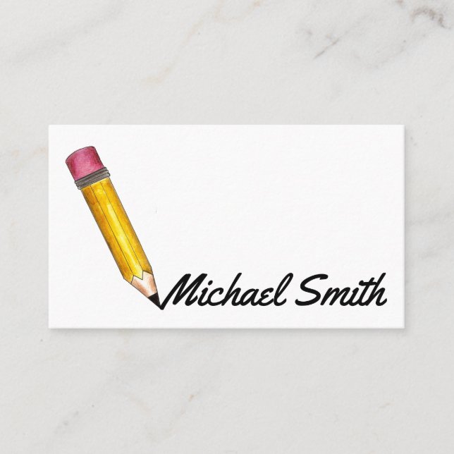 Yellow #2 Pencil Writer Editor Teacher Blogger Business Card (Front)