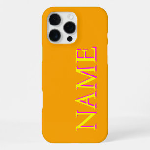 Yellow 3D Magenta Modern Name Trendy Cool Orange iPhone 16 Pro Max Case