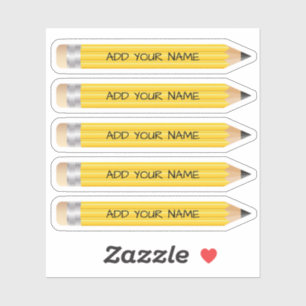 Yellow 3D Pencil Name Custom-Cut Vinyl Sticker
