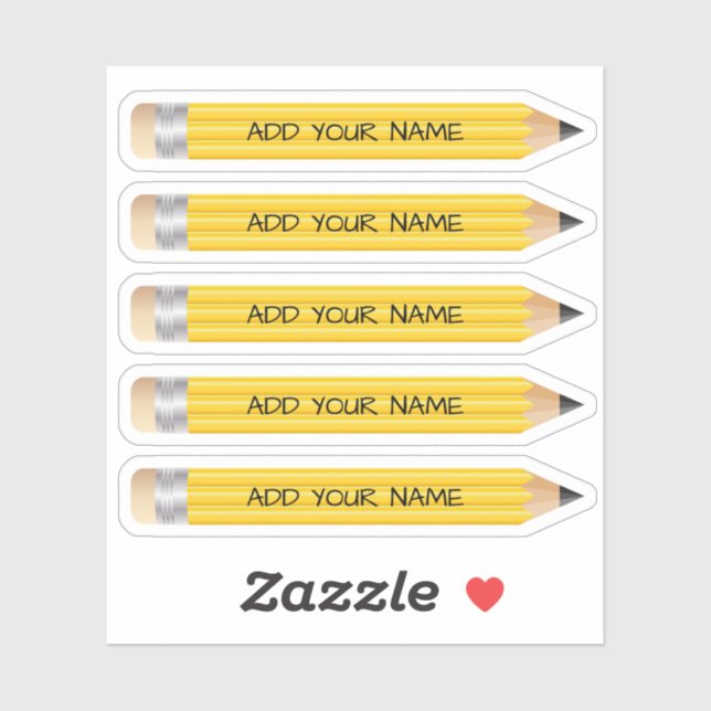 Yellow 3D Pencil Name Custom-Cut Vinyl Sticker (Sheet)