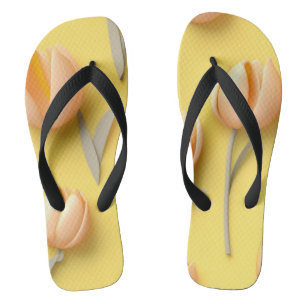 Yellow 3D Tulip FLowers Flip Flops