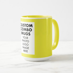 Yellow 4:6 Frame Photo, Logo Large Custom Combo Mug