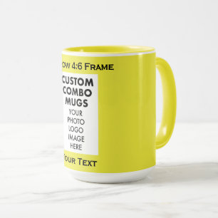 Yellow 4:6 Portrait Frame Photo Text Custom Combo Mug